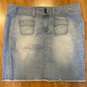 Tommy Hilfiger Denim Distressed Skirt Size 8. Length 18 in. No flaws or tears